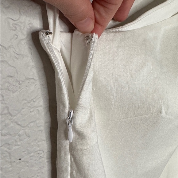 Antonio Melani White Charlie Linen One Shoulder White Bow Shift Mini Dress - Picture 5 of 7